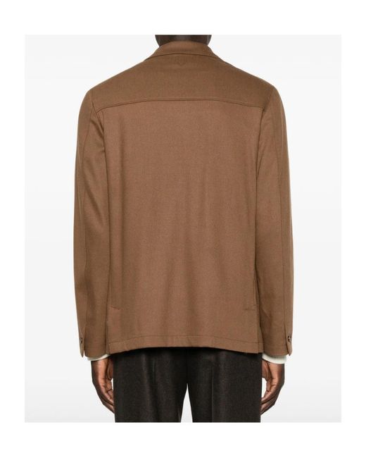 Canali Brown Long-Sleeved Shirt Jacket for men