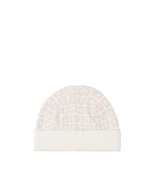 Givenchy White All-Over Logo Embroidered Knitted Beanie