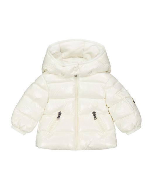 Moncler White Logo Patch Down Jacket