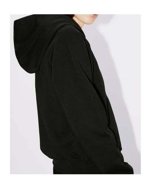 KENZO Black 'Boke Flower Crest' Hooded Embroidered Zip-Up Cardigan