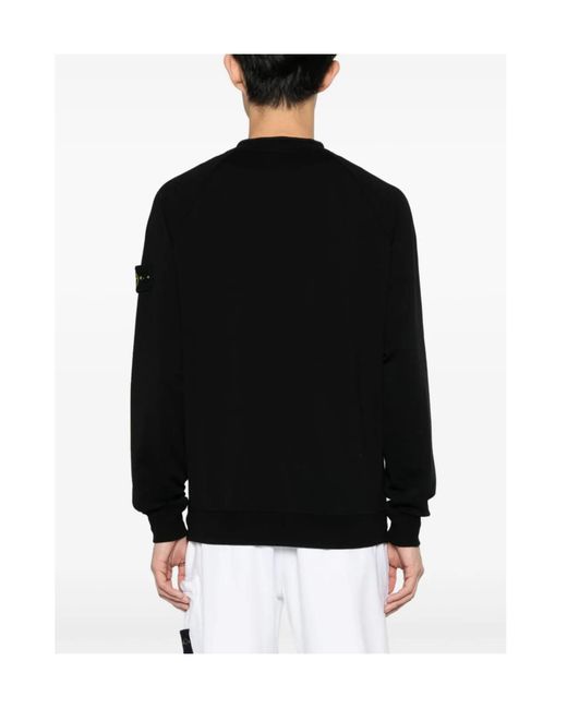 Stone Island Black Compass-Badge Crewneck Sweatshirt for men