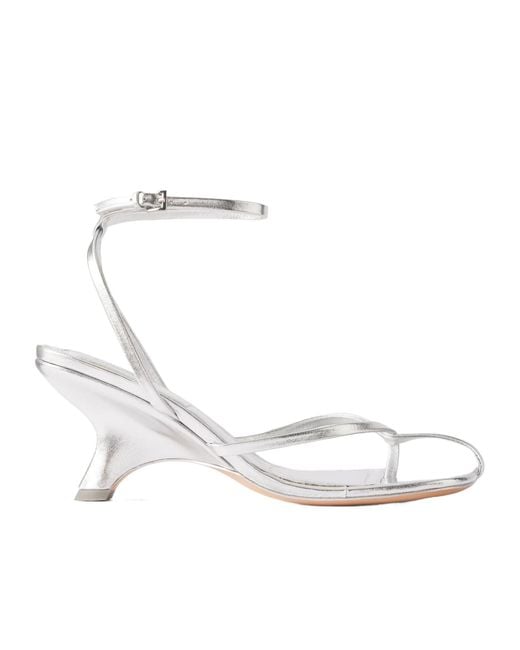 Jonathan Simkhai White Metallic-Leather Wedge Sandals