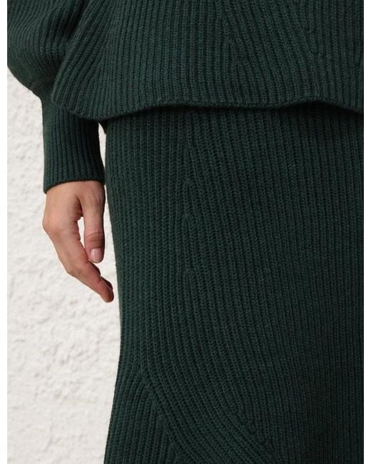 Zimmermann Green Hypnotic Ribbed Midi Skirt