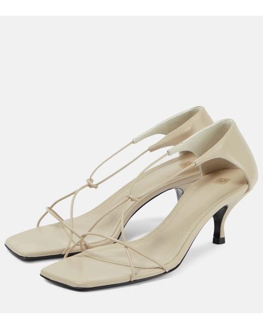 Totême White Square-Toed High-Heeled Sandals