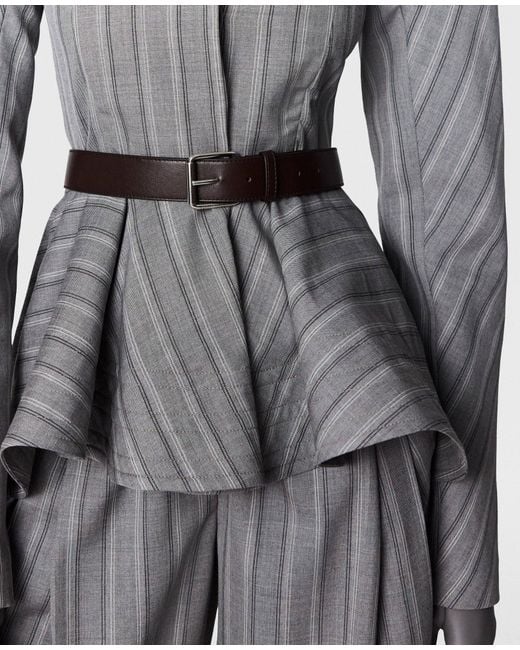 Stella McCartney Gray Striped Peplum Tailored Jacket