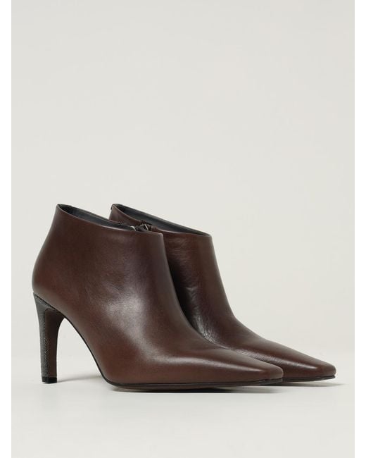 Brunello Cucinelli Brown Pointed Toe Ankle Boots