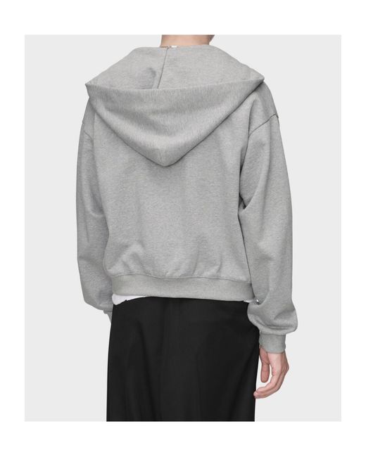 Maison Margiela Gray Zip-Up Logo Hoodie for men