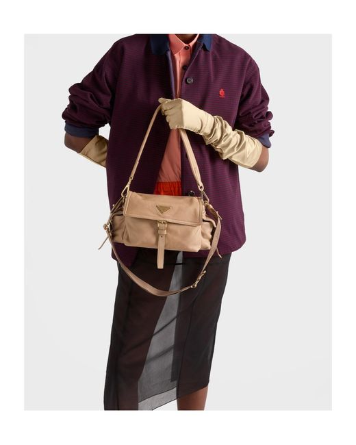 Prada Brown Explore Medium Nappa Leather Shoulder Bag With Flap