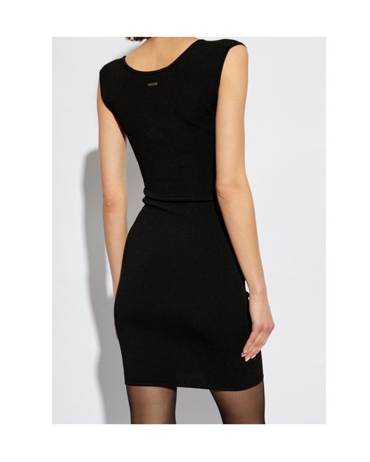 DSquared² Black Logo Plaque V-Neck Mini Dress
