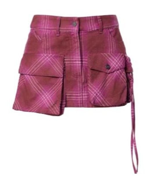 The Attico Red Fay Cotton And Wool-Blend Miniskirt