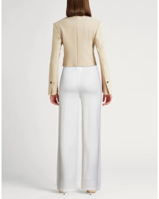 Max Mara White Loose Solid Wool Pants