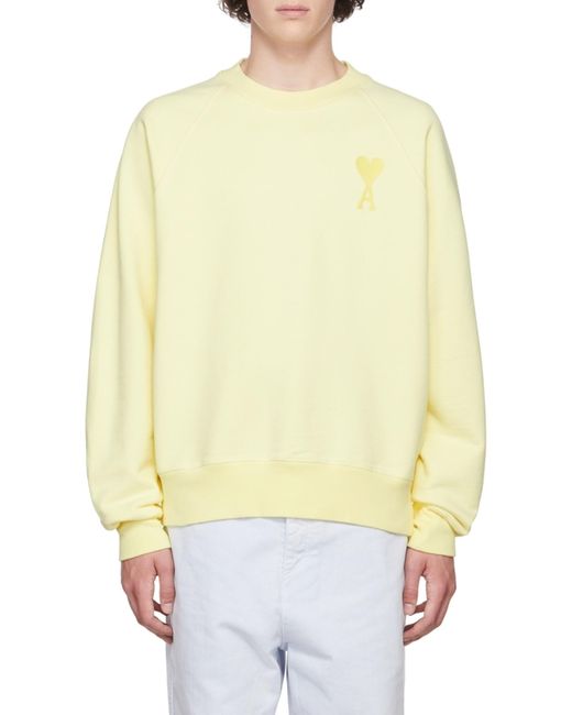 AMI Yellow Ami De Coeur Crew-Neck Sweatshirt for men