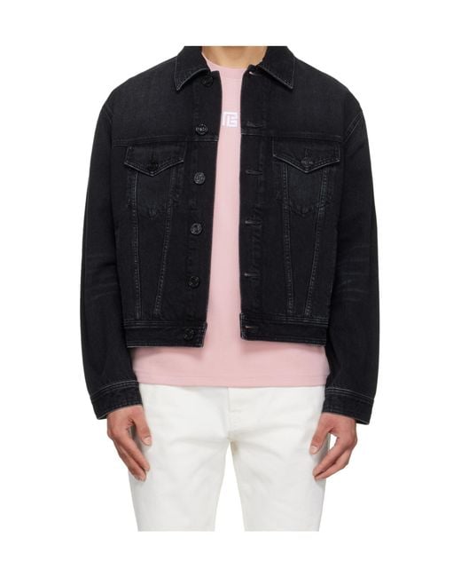 Balmain Blue Collared Button-Up Denim Jacket for men