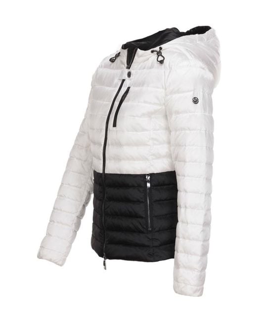 Armani Jeans White Color Matching Design Quilted Down Jacket