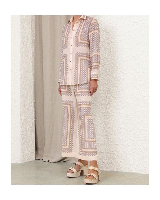 Zimmermann Pink Patterned Collection Trousers