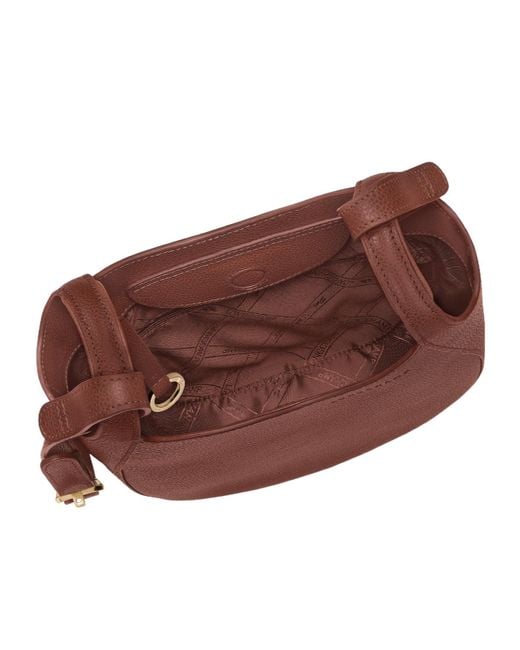 Longchamp Red Small Le Foulonné Grained-Leather Crossbody Bag