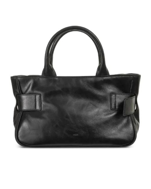 OSOI Black Mini Brocle Buckled Leather Tote Bag