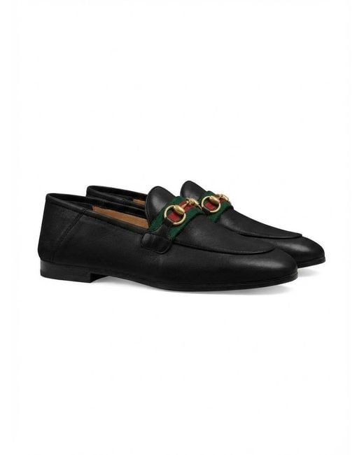 Gucci Black Horsebit Web Loafers