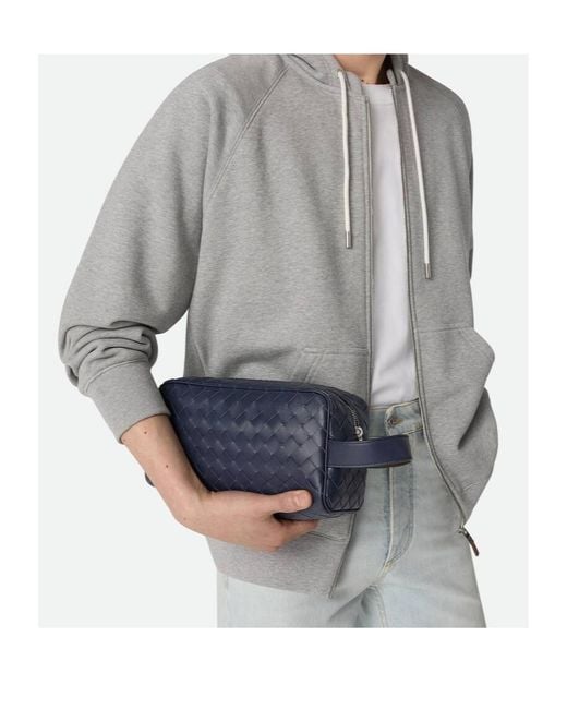 Bottega Veneta Blue Intrecciato Travel Pouch for men