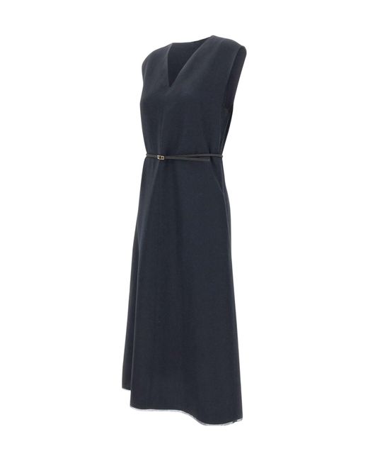 Fabiana Filippi Blue Belted V-Neck Dress