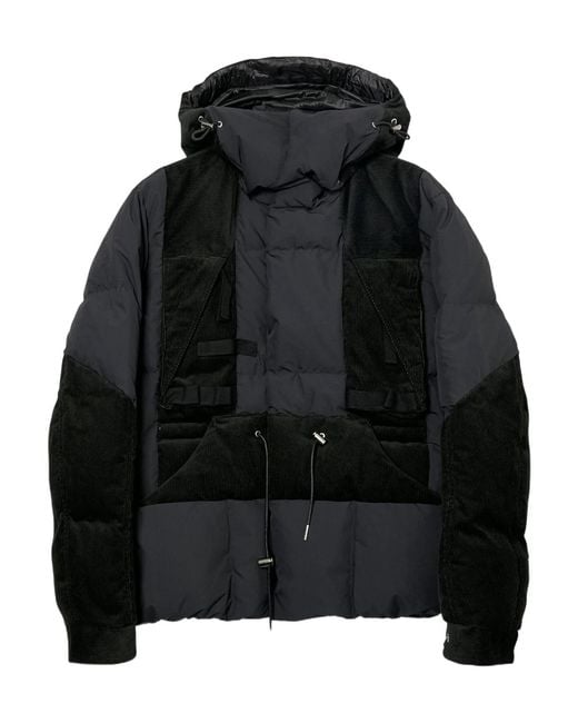 Sacai Black Patchwork Down Jacket for men