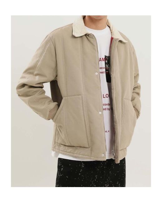 1989 STUDIO Natural Canvas Shearling Collar Quilted Jacket for men