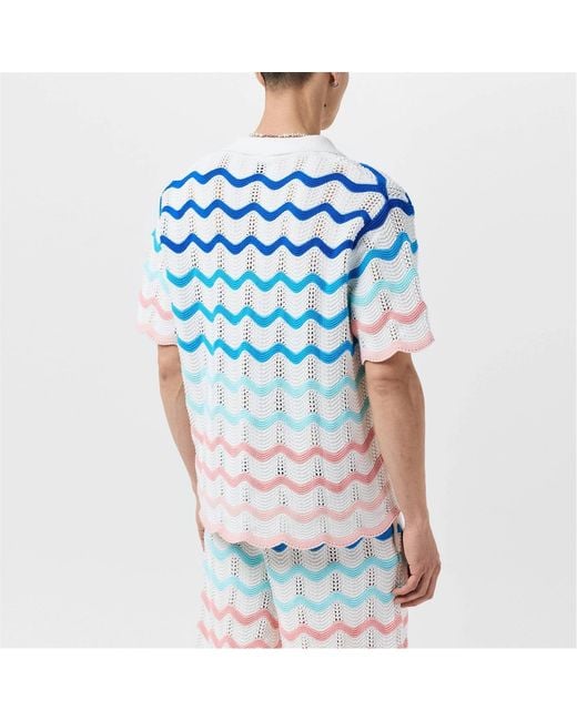 Casablanca Blue Gradient Wave Crochet Shirt for men