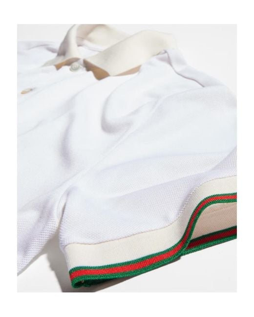 Gucci White Silk Jersey Polo Shirt With Web for men