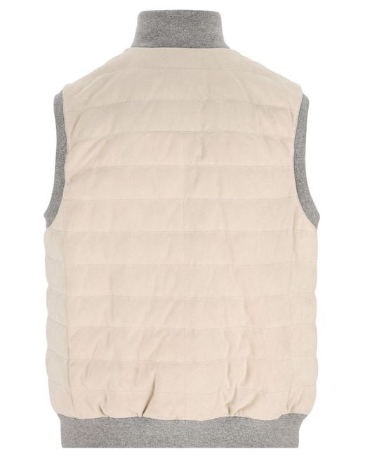 Brunello Cucinelli Natural Zip-Up Down Vest for men