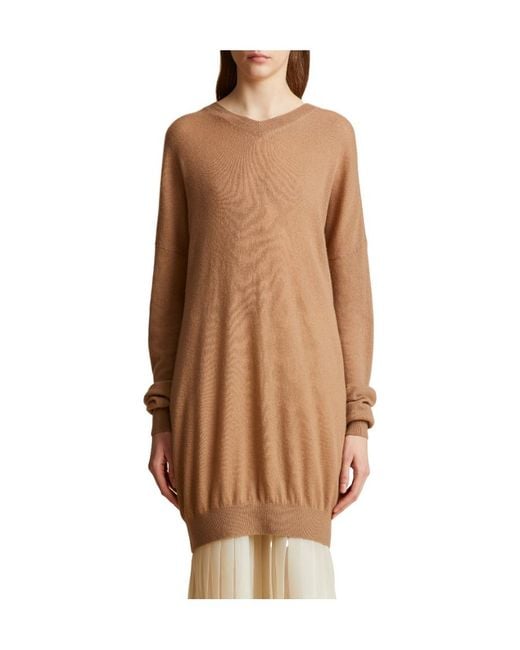 Khaite Brown The Marano V-Neck Knitted Dress