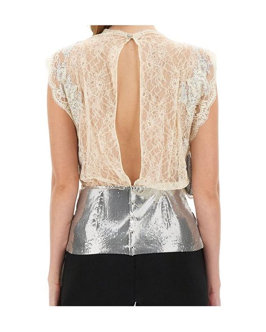 Rabanne Multicolor Rabanne Lace Sequin-Embellished Sleeveless Top