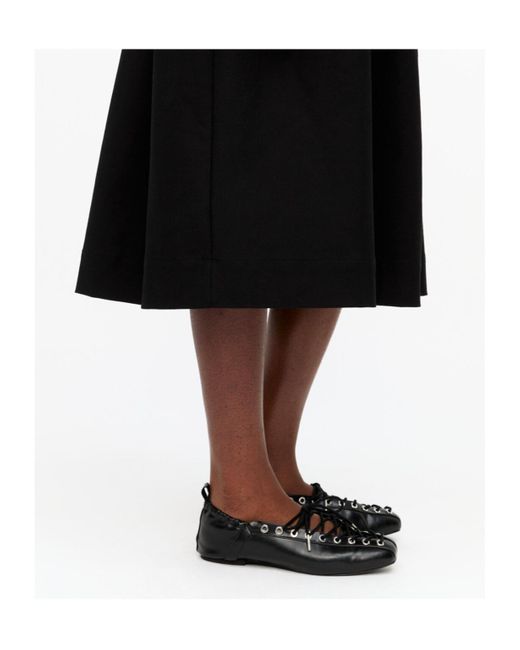Ganni Black Square-Toe Lace-Up Balleina Shoes