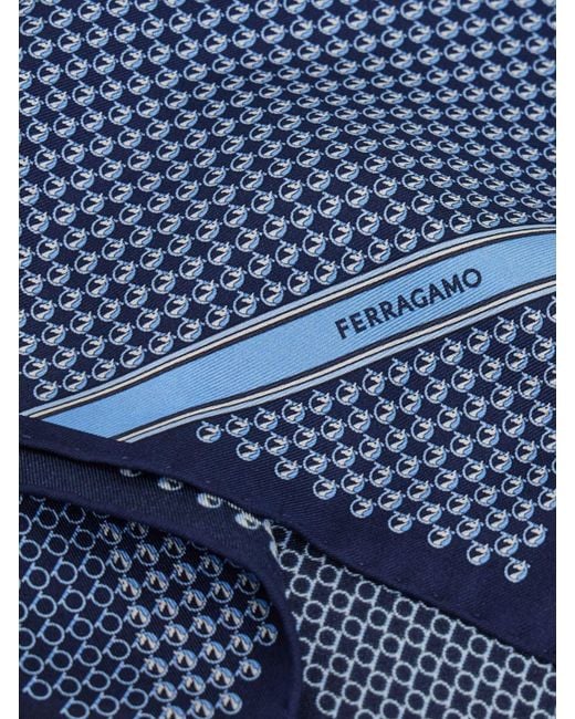Ferragamo Blue Ferragamo Pegasus Printed Pocket Handkerchief for men