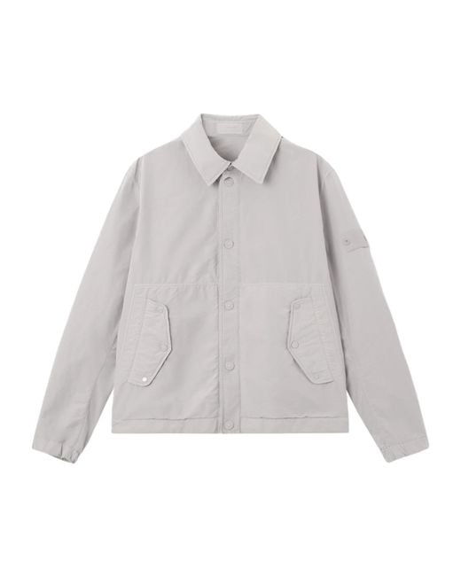 Stone Island Gray Logo Patch Buttoned Jacket for men