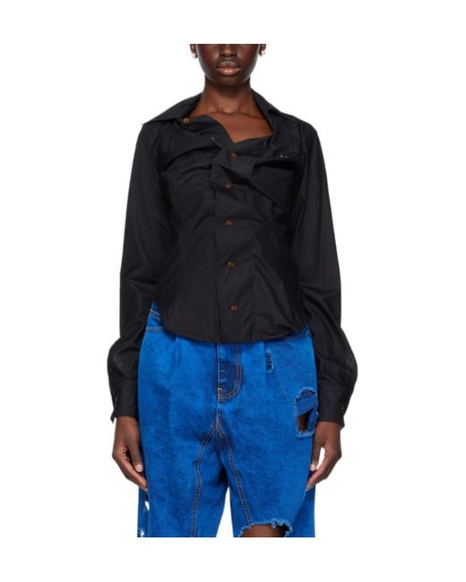 Vivienne Westwood Blue Drunken Draped Shirt