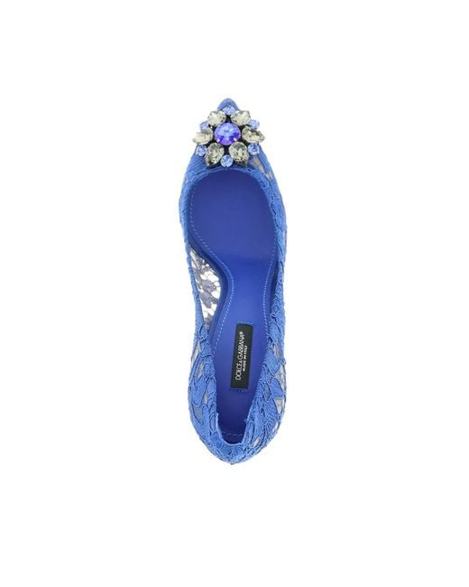 Dolce & Gabbana Blue Taormina Lace Embellished Pumps