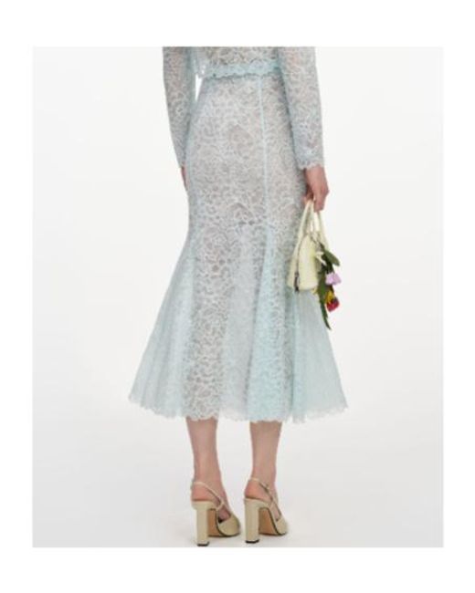 Self-Portrait Blue Mint Lace Midi Skirt