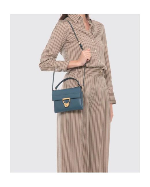 Coccinelle Blue Mini Arlettis Leather Tote Bag