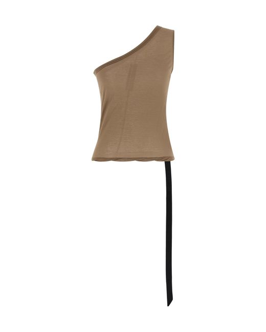 Rick Owens White Ziggy One-Shoulder Top