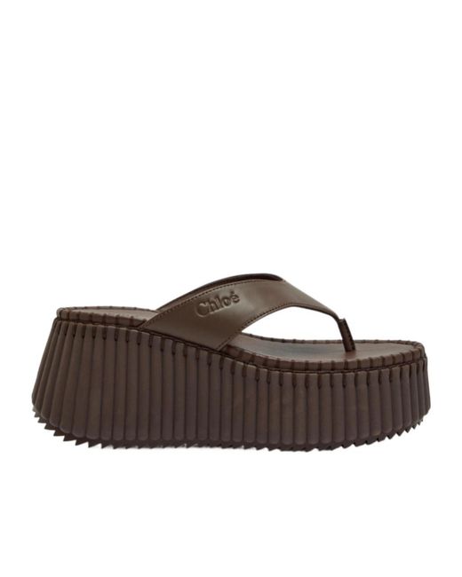 Chloé Brown Versatile Minimalist Platform Sandals