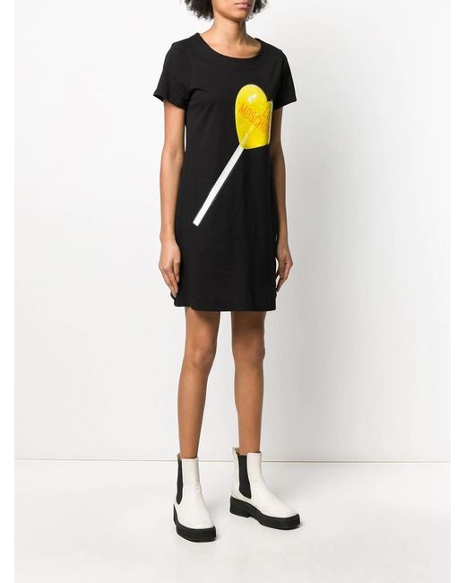 Moschino Black Lollipop Printed T-Shirt Dress