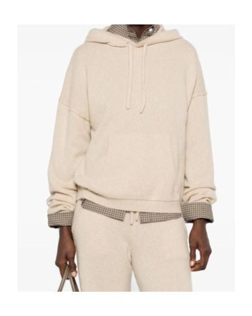 7 For All Mankind Natural Long-Sleeve Hooded Sweater