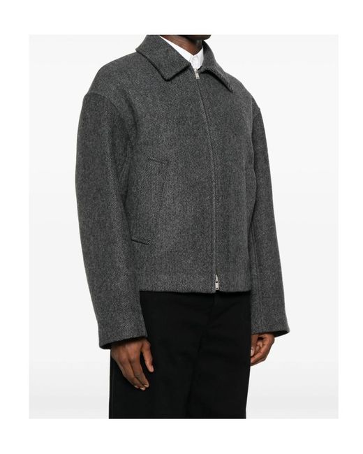Jil Sander Gray Zip-Up Bomber Jacket for men