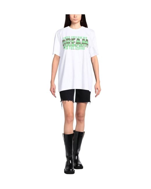 Ganni Green Solid Printed T-Shirt
