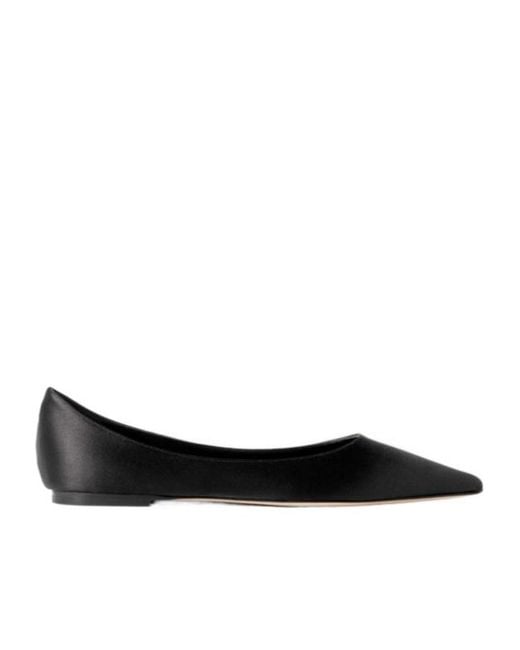 Jimmy Choo Black Satin Flats