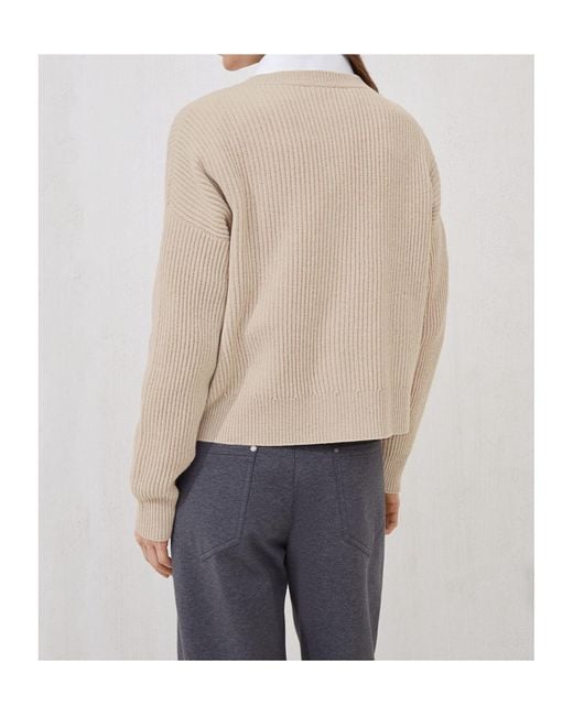 Brunello Cucinelli Blue Crewneck Knitted Cardigan