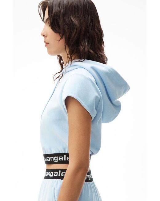 Alexander Wang Blue Cropped Corduroy Hoodie