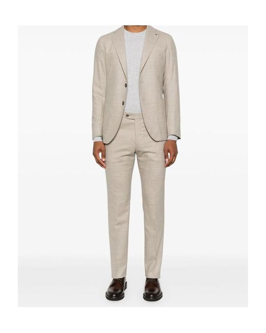 Tagliatore Natural Long Sleeve Blazer And Belt Loop Pants Set for men