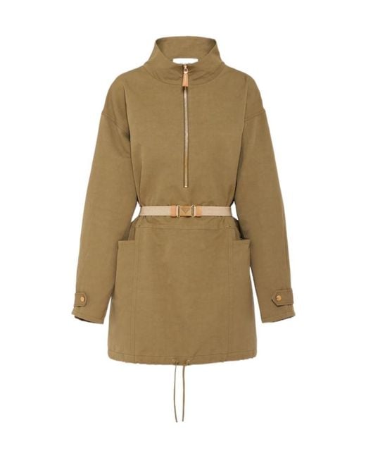 Prada Natural Half-Zipped Drawstring Jacket