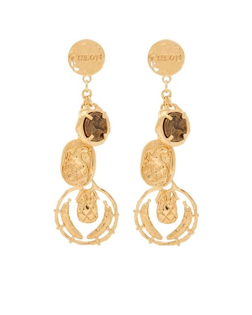 Chloé Metallic The Chloé Medals Drop Earrings